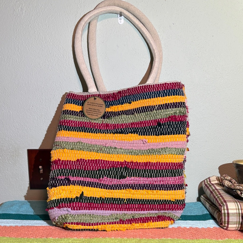 Multicolor Woven Tote Bag